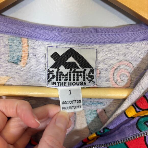 90s Dimitris In The House Abstract Polo Shirt Graphic Cotton Top | Bright Spring - Picture 7 of 8